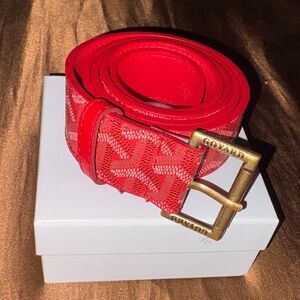 Goyard Red Belt with Brass Buckle